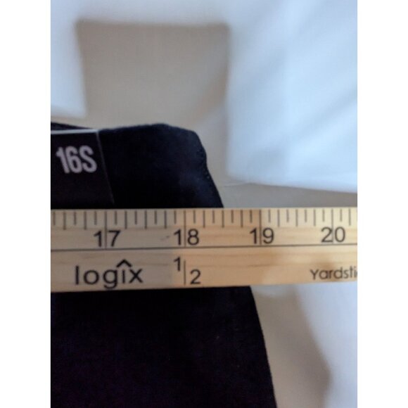 Express 70s Big Flare Mid Rise Dark Wash Jeans Sz 16S Retro Gold Zipper Bell - Picture 10 of 14